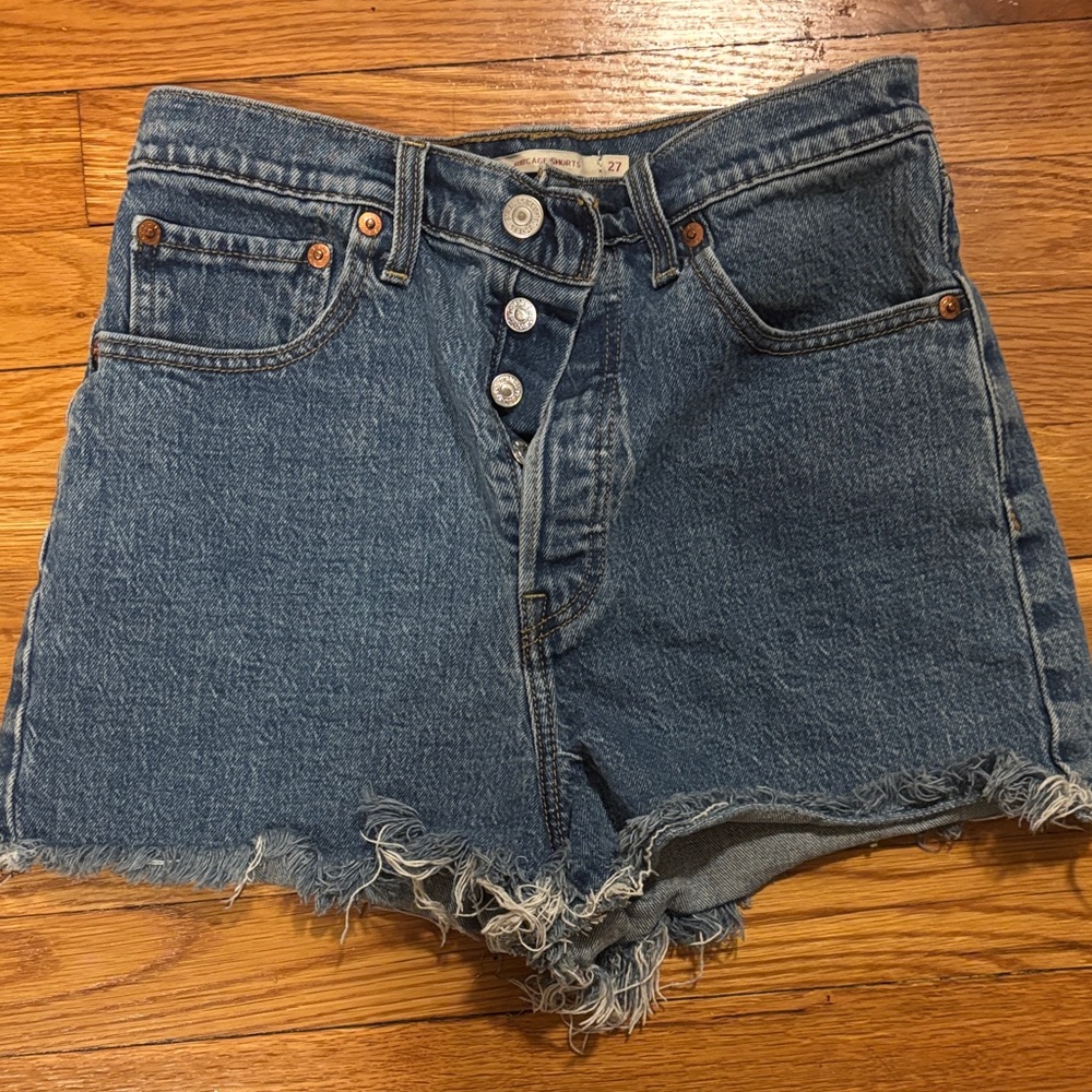 Levi's Blue Ribcage Denim Jean Shorts